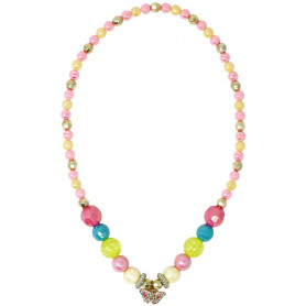 Pink Poppy Rhinestone Butterfly Charm Stretch Necklace