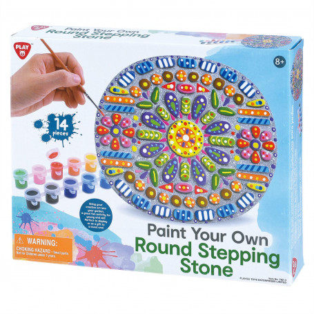 PAINT YOUR OWN - ROUND STEPPING STONE - CEMENT - 14 PCS