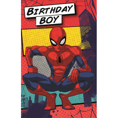 SPIDERMAN CROUCHING BRIGHT BIRTHDAY CARD