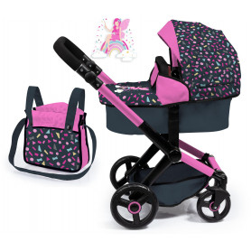 Xeo Compact Doll Pram - Confetti