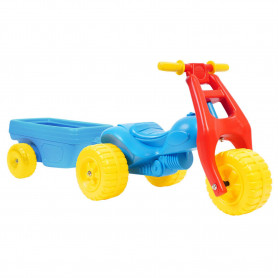 ATV Ride On with Trailer Blue, Red and Yellow
