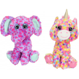 20cm Cute Multi Coloured Plush Elephant and Unicorn with Glitter Eyes