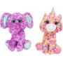 20cm Cute Multi Coloured Plush Elephant and Unicorn with Glitter Eyes