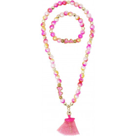 Pink Poppy Barbie Rainbow Fantasy Stretch Pearl Necklace & Br