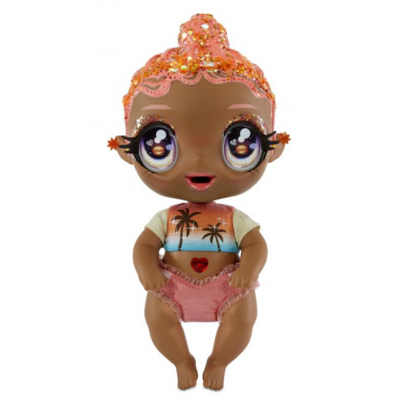 Glitter Babyz Doll- Coral Pink (Palm Trees)