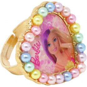 Pink Poppy Barbie Rainbow Fantasy Pearl Heart Adjustable Ring