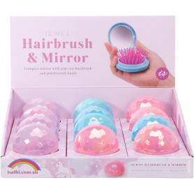 Jewel Compact Hairbrush/Mirror Asst