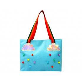 Pink Poppy Rainbow magic tote bag-blue