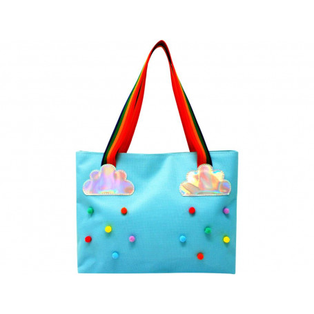 Pink Poppy Rainbow magic tote bag-blue