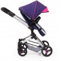 Bayer Vario Doll Pram Dark Blue w/Pink Hearts & Unicorn