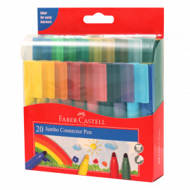 Faber-Castell Jumbo Connector Pen Marker Asstd (Wlt 20)