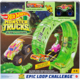 Hot Wheels Monster Trucks Epic Loop Glow In Dark Playset