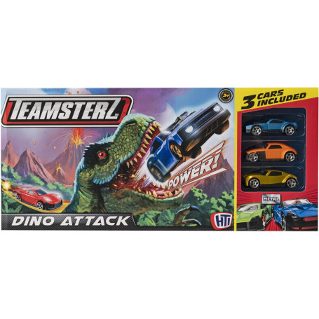 Teamsterz Dino Attack Playset with 3 Diecast Cars