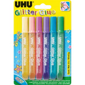 UHU Glitter Glue 6x10ml Shiny Colours