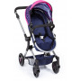 Bayer Vario Doll Pram Dark Blue w/Pink Hearts & Unicorn