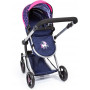 Bayer Vario Doll Pram Dark Blue w/Pink Hearts & Unicorn