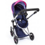 Bayer Vario Doll Pram Dark Blue w/Pink Hearts & Unicorn