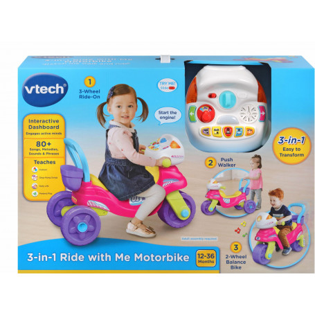 VTech 3-in-1 Ride with Me Motorbike Pink
