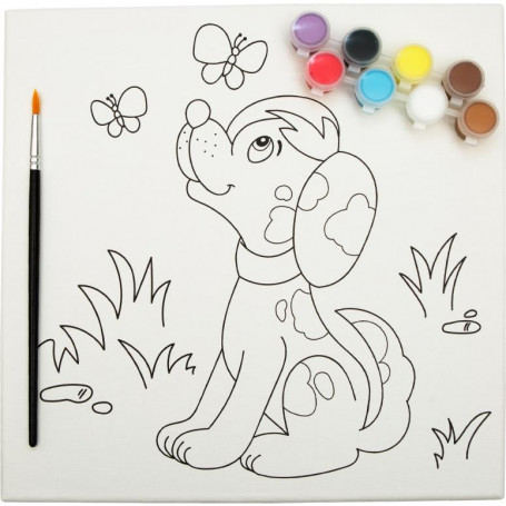JASART KIDS COLOURING CANVAS 10X10INCH ASSTED